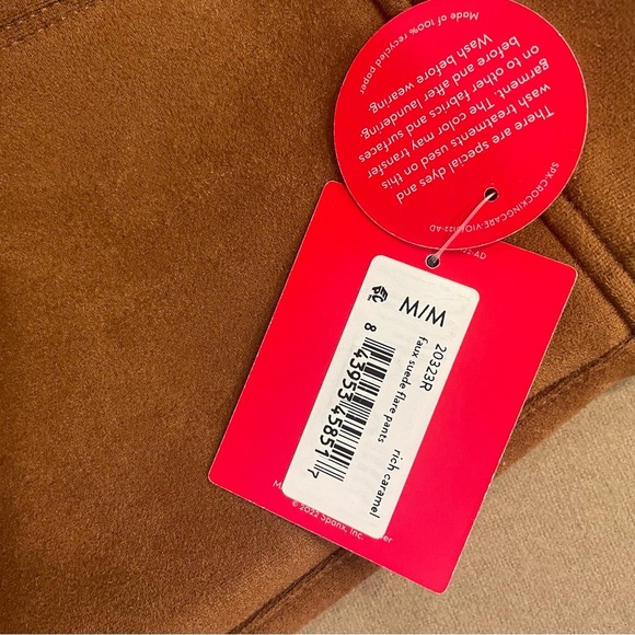 SPANX Faux Suede Pull On Flare Pants Rich Caramel Size Medium New With Tag - Picture 8 of 13